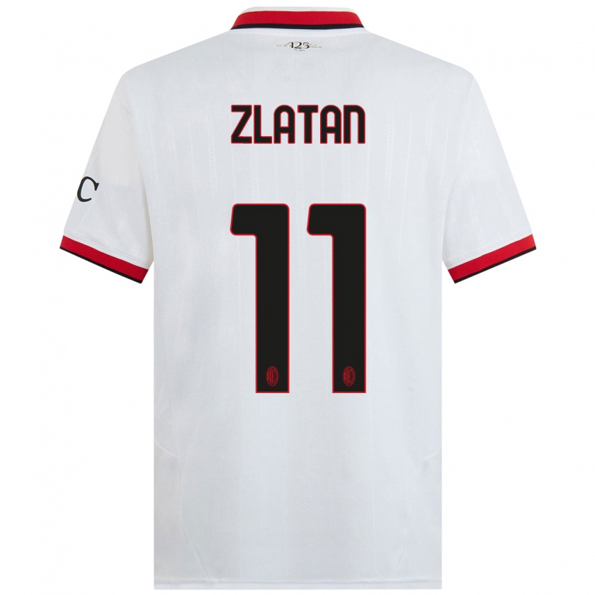 Kandiny Enfant Maillot Zlatan Ibrahimovic #11 Blanc Noir Rouge Tenues Extérieur 2024/25 T-Shirt