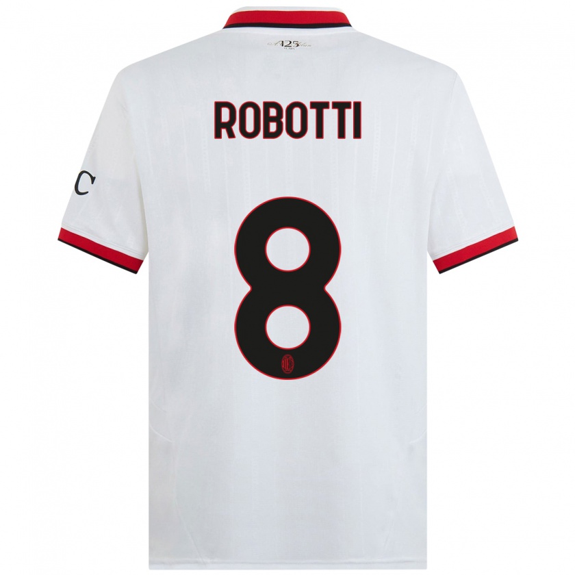 Kandiny Enfant Maillot Giovanni Robotti #8 Blanc Noir Rouge Tenues Extérieur 2024/25 T-Shirt