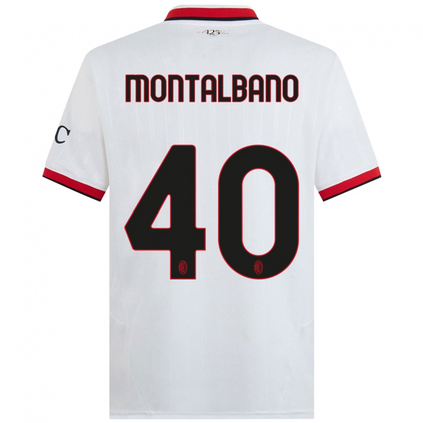 Kandiny Enfant Maillot Nicolo Montalbano #40 Blanc Noir Rouge Tenues Extérieur 2024/25 T-Shirt