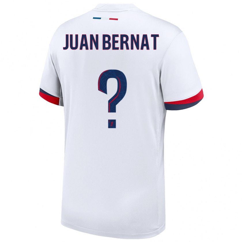 Kandiny Enfant Maillot Juan Bernat #0 Blanc Bleu Rouge Tenues Extérieur 2024/25 T-Shirt