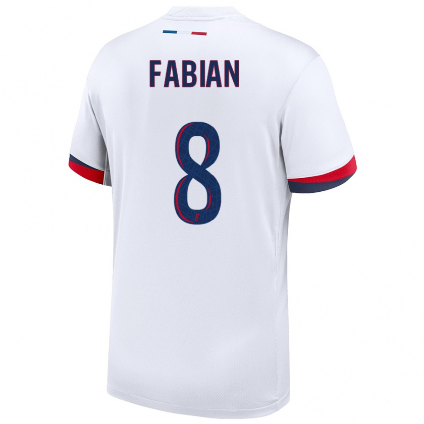 Kandiny Enfant Maillot Fabián Ruiz #8 Blanc Bleu Rouge Tenues Extérieur 2024/25 T-Shirt