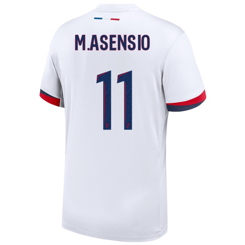 Kandiny Enfant Maillot Marco Asensio #11 Blanc Bleu Rouge Tenues Extérieur 2024/25 T-Shirt