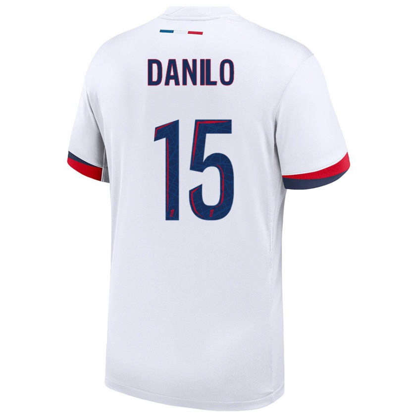 Kandiny Enfant Maillot Danilo Pereira #15 Blanc Bleu Rouge Tenues Extérieur 2024/25 T-Shirt