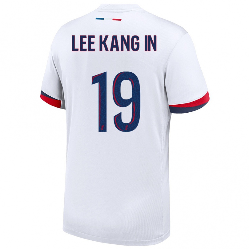 Kandiny Enfant Maillot Kang-In Lee #19 Blanc Bleu Rouge Tenues Extérieur 2024/25 T-Shirt