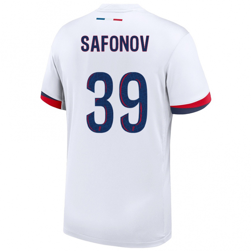 Kandiny Enfant Maillot Matvey Safonov #39 Blanc Bleu Rouge Tenues Extérieur 2024/25 T-Shirt