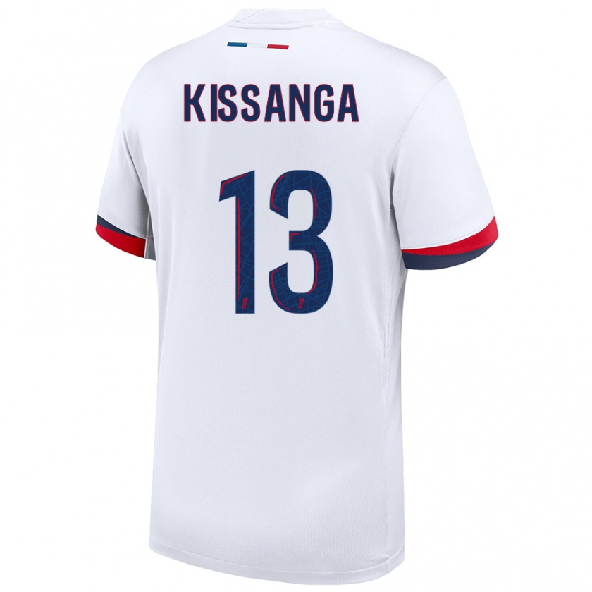 Kandiny Enfant Maillot Hugo Kissanga #13 Blanc Bleu Rouge Tenues Extérieur 2024/25 T-Shirt