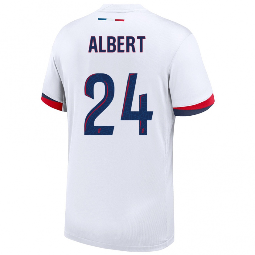 Kandiny Enfant Maillot Korbin Albert #24 Blanc Bleu Rouge Tenues Extérieur 2024/25 T-Shirt