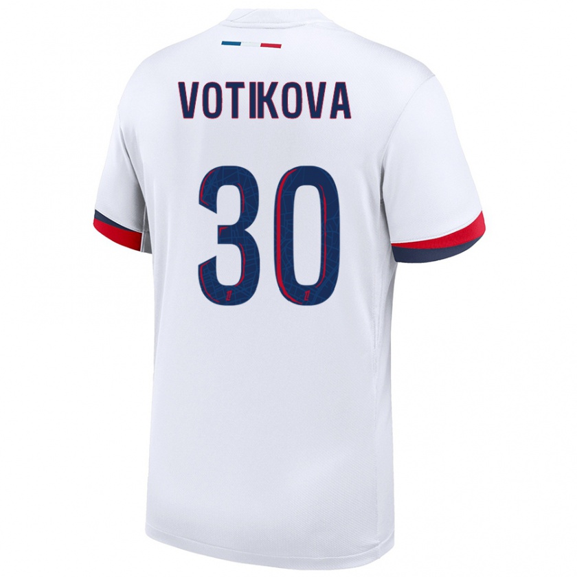 Kandiny Enfant Maillot Barbora Votikova #30 Blanc Bleu Rouge Tenues Extérieur 2024/25 T-Shirt