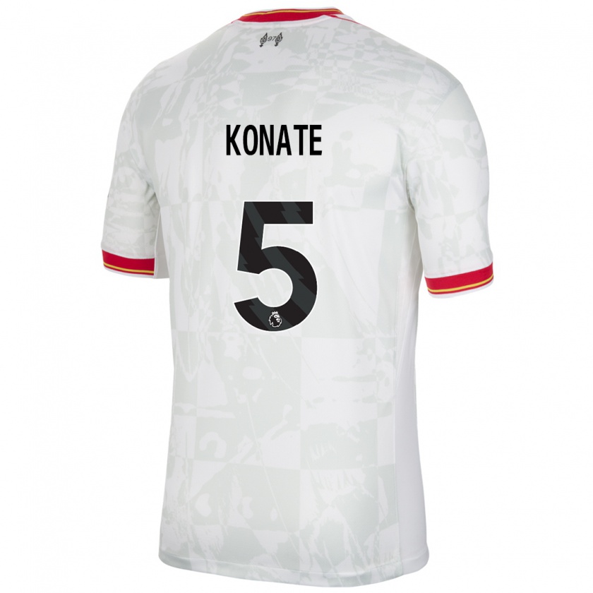 Kandiny Enfant Maillot Ibrahima Konaté #5 Blanc Rouge Noir Troisieme 2024/25 T-Shirt