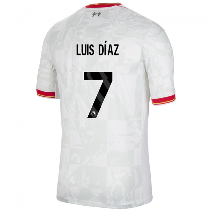 Kandiny Enfant Maillot Luis Díaz #7 Blanc Rouge Noir Troisieme 2024/25 T-Shirt