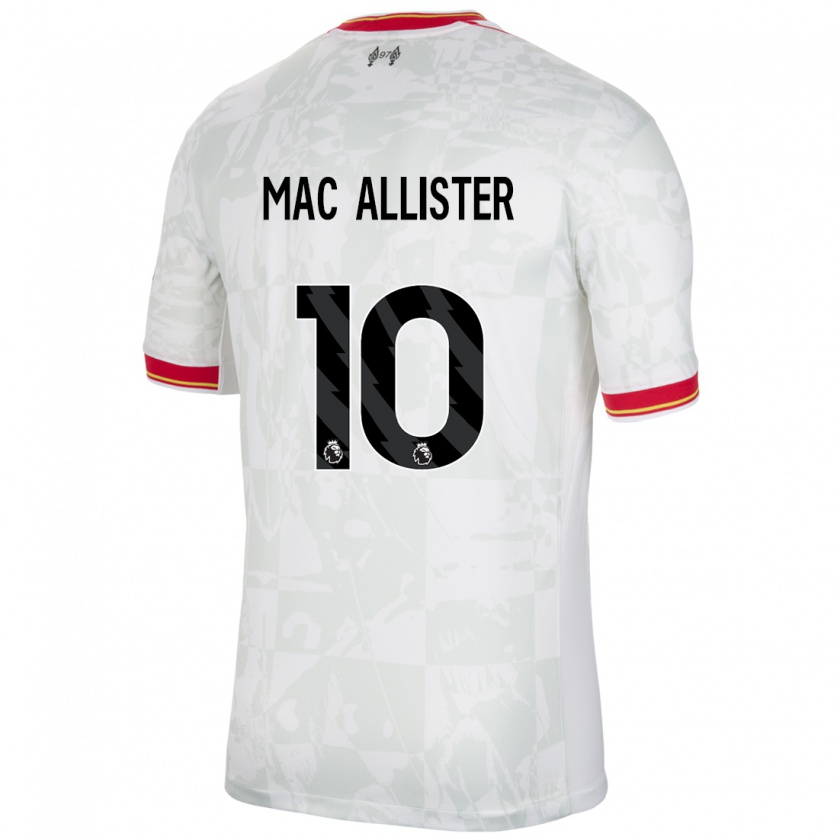 Kandiny Enfant Maillot Alexis Mac Allister #10 Blanc Rouge Noir Troisieme 2024/25 T-Shirt