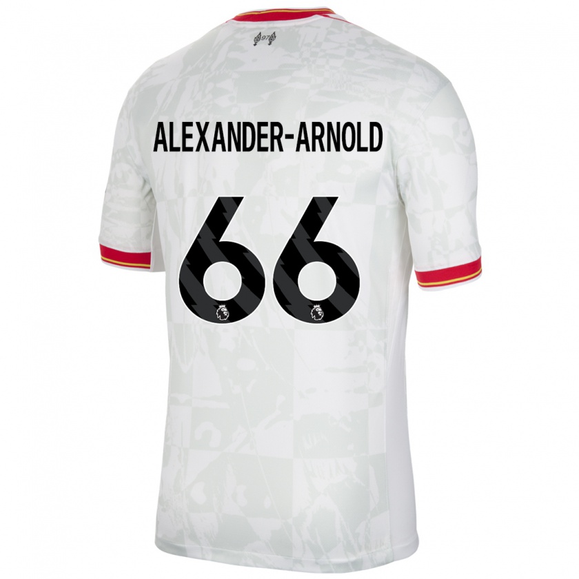 Kandiny Enfant Maillot Trent Alexander-Arnold #66 Blanc Rouge Noir Troisieme 2024/25 T-Shirt