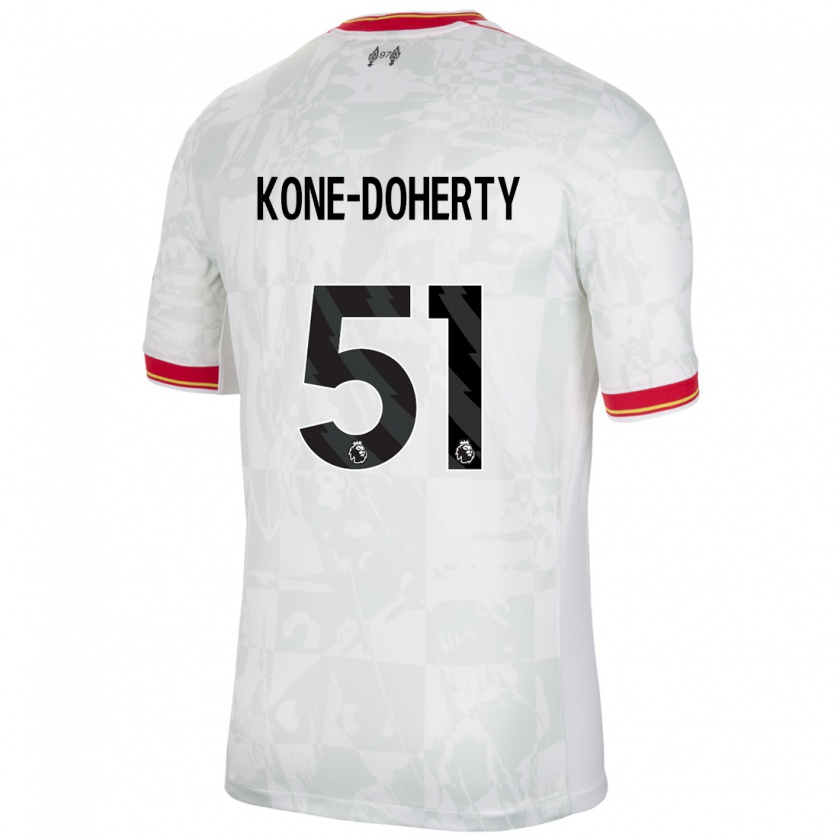 Kandiny Enfant Maillot Trent Kone-Doherty #51 Blanc Rouge Noir Troisieme 2024/25 T-Shirt