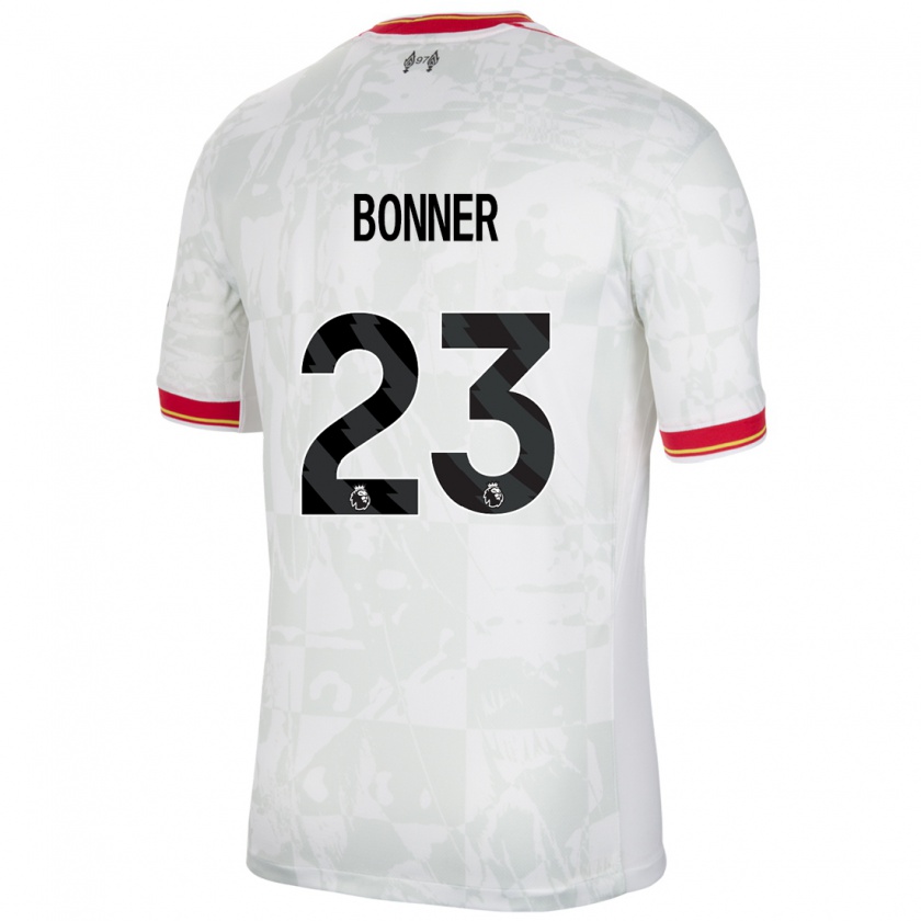 Kandiny Enfant Maillot Gemma Bonner #23 Blanc Rouge Noir Troisieme 2024/25 T-Shirt