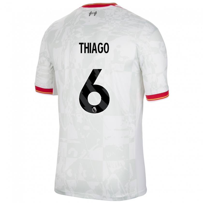 Kandiny Enfant Maillot Thiago #6 Blanc Rouge Noir Troisieme 2024/25 T-Shirt