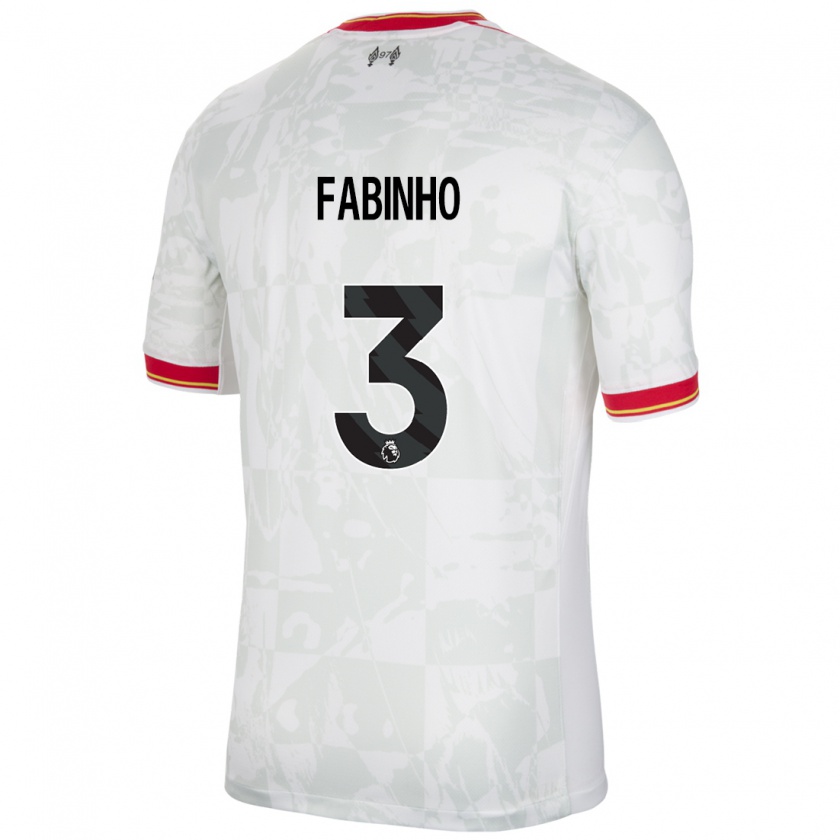 Kandiny Enfant Maillot Fabinho #3 Blanc Rouge Noir Troisieme 2024/25 T-Shirt