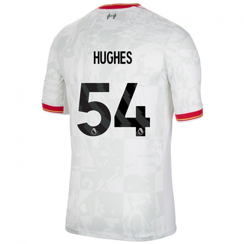 Kandiny Enfant Maillot Liam Hughes #54 Blanc Rouge Noir Troisieme 2024/25 T-Shirt