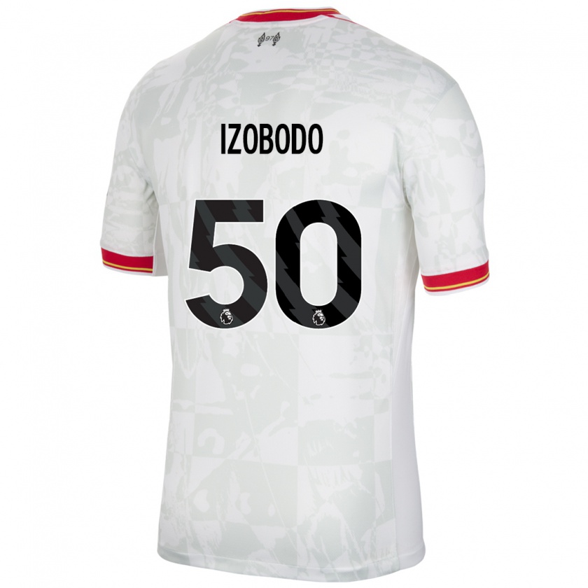 Kandiny Enfant Maillot Elijah Izobodo John #50 Blanc Rouge Noir Troisieme 2024/25 T-Shirt