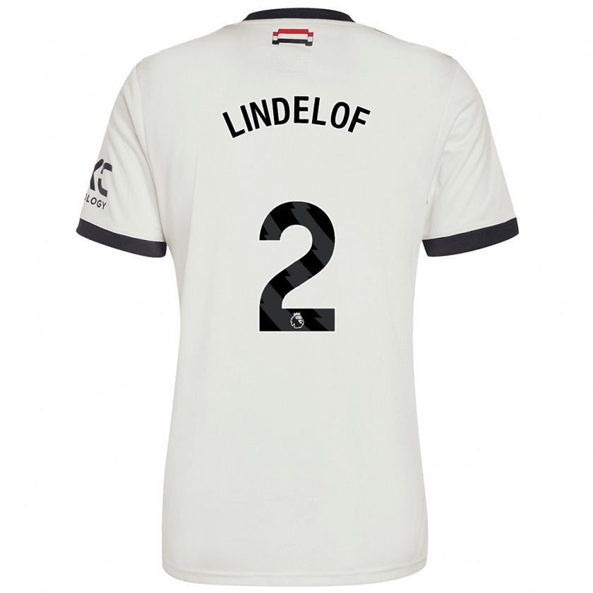 Kandiny Enfant Maillot Victor Lindelöf #2 Blanc Cassé Troisieme 2024/25 T-Shirt