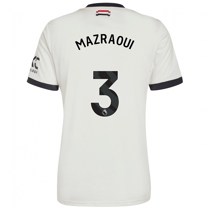 Kandiny Enfant Maillot Noussair Mazraoui #3 Blanc Cassé Troisieme 2024/25 T-Shirt