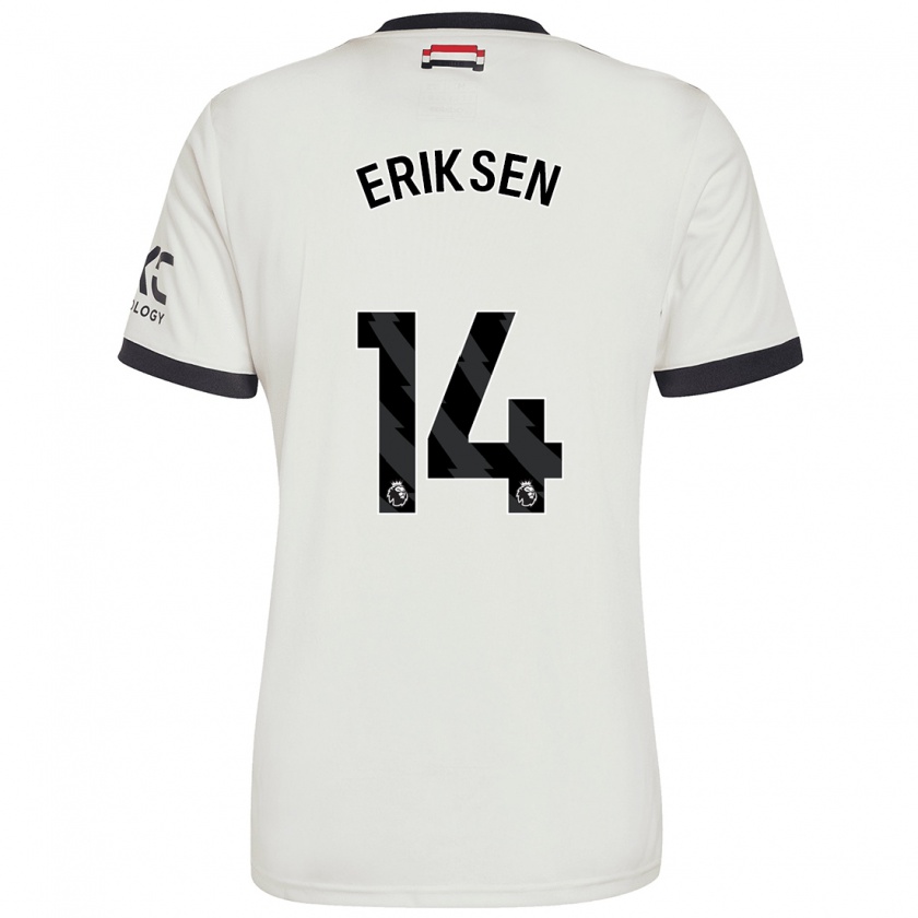 Kandiny Enfant Maillot Christian Eriksen #14 Blanc Cassé Troisieme 2024/25 T-Shirt