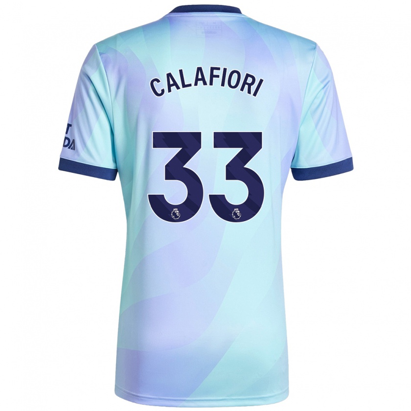 Kandiny Enfant Maillot Riccardo Calafiori #33 Aqua Troisieme 2024/25 T-Shirt