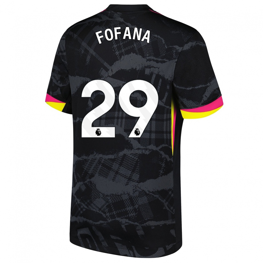 Kandiny Enfant Maillot Wesley Fofana #29 Noir Rose Troisieme 2024/25 T-Shirt