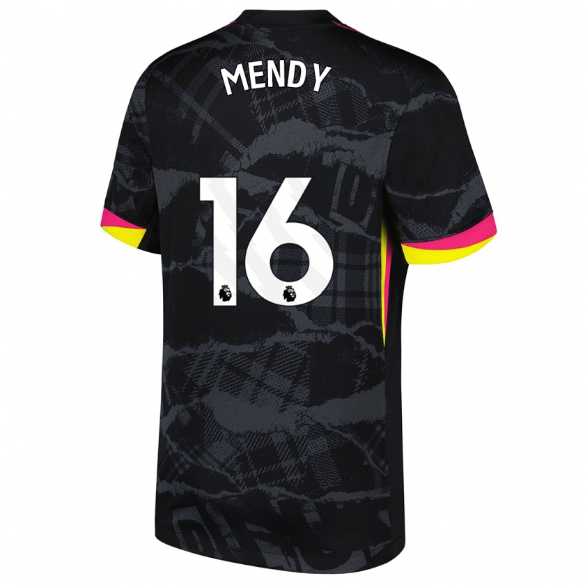 Kandiny Enfant Maillot Edouard Mendy #16 Noir Rose Troisieme 2024/25 T-Shirt