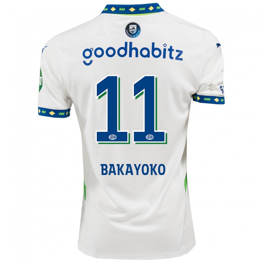 Kandiny Enfant Maillot Johan Bakayoko #11 Blanc Bleu Foncé Troisieme 2024/25 T-Shirt