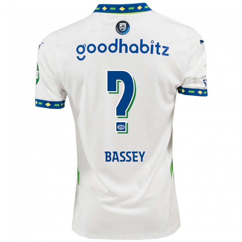 Kandiny Enfant Maillot Essien Bassey #0 Blanc Bleu Foncé Troisieme 2024/25 T-Shirt