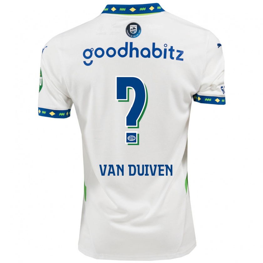 Kandiny Enfant Maillot Robin Van Duiven #0 Blanc Bleu Foncé Troisieme 2024/25 T-Shirt