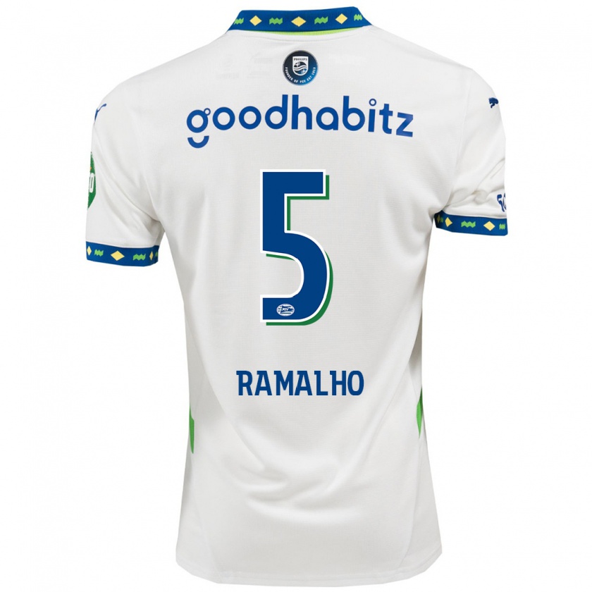 Kandiny Enfant Maillot André Ramalho #5 Blanc Bleu Foncé Troisieme 2024/25 T-Shirt