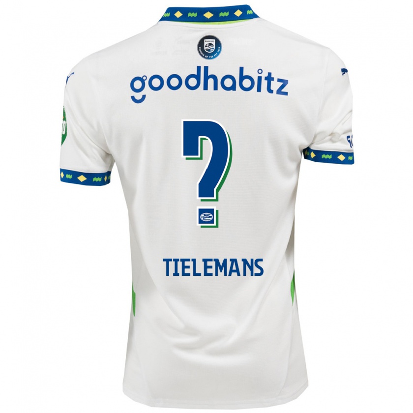 Kandiny Enfant Maillot Mathijs Tielemans #0 Blanc Bleu Foncé Troisieme 2024/25 T-Shirt