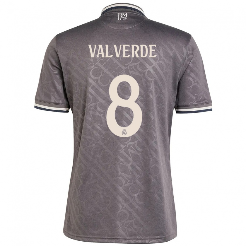 Kandiny Enfant Maillot Federico Valverde #8 Anthracite Troisieme 2024/25 T-Shirt