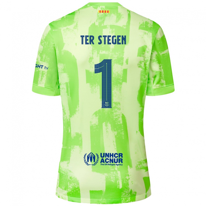 Kandiny Enfant Maillot Marc-André Ter Stegen #1 Citron Vert Troisieme 2024/25 T-Shirt