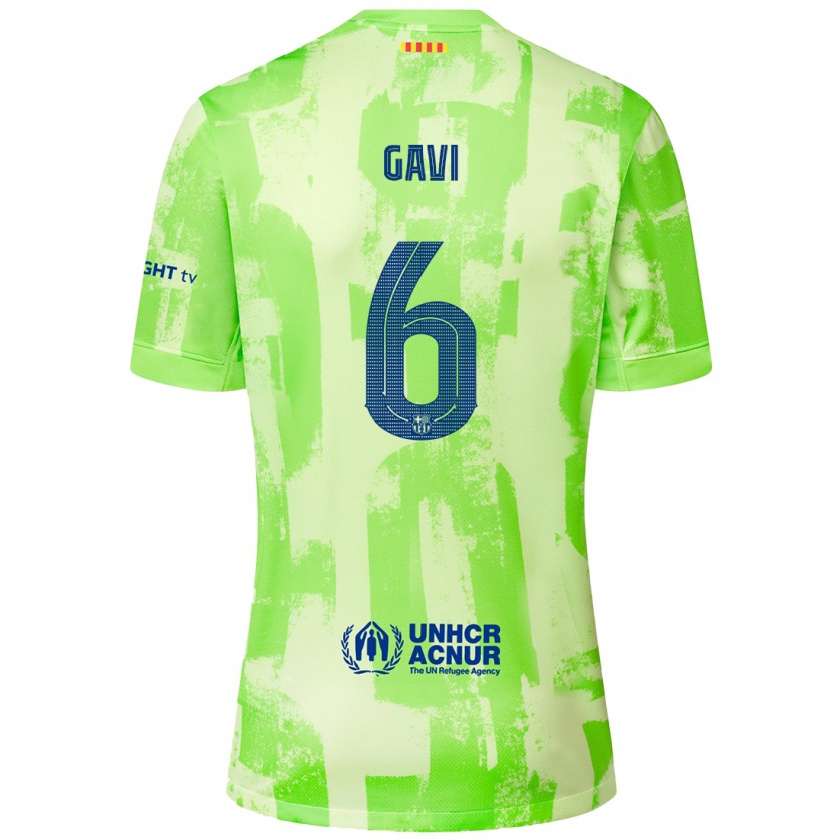 Kandiny Enfant Maillot Gavi #6 Citron Vert Troisieme 2024/25 T-Shirt