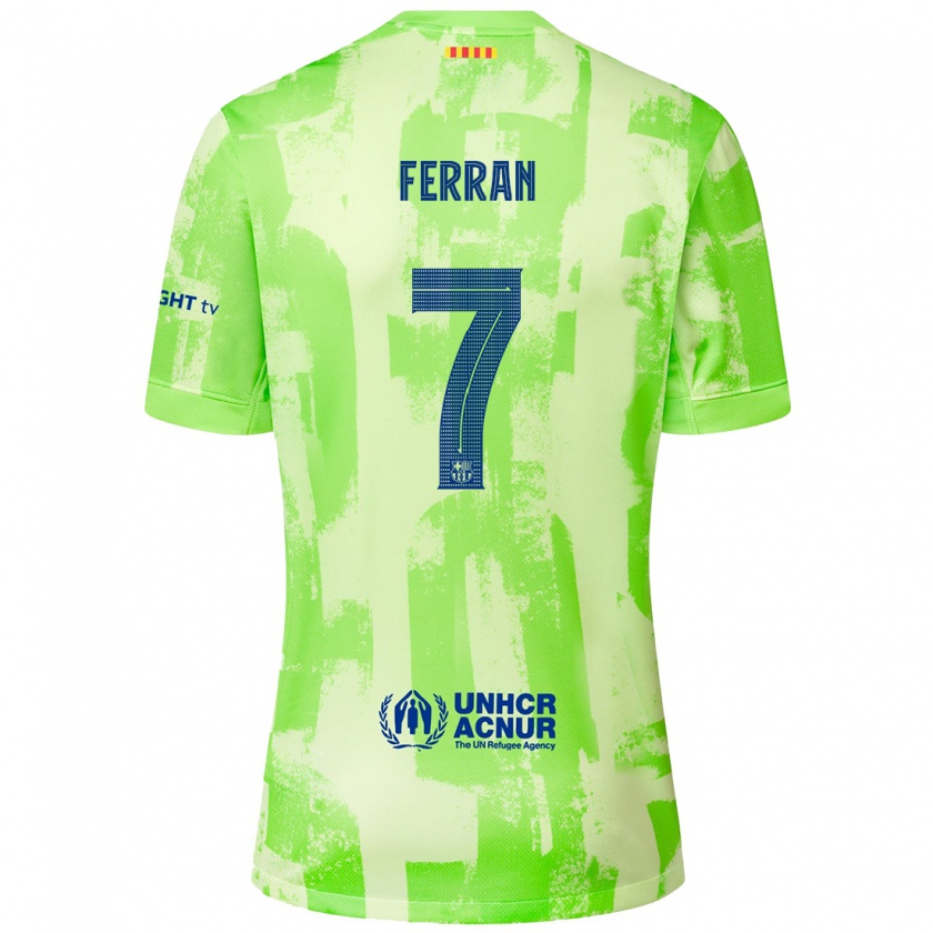 Kandiny Enfant Maillot Ferran Torres #7 Citron Vert Troisieme 2024/25 T-Shirt