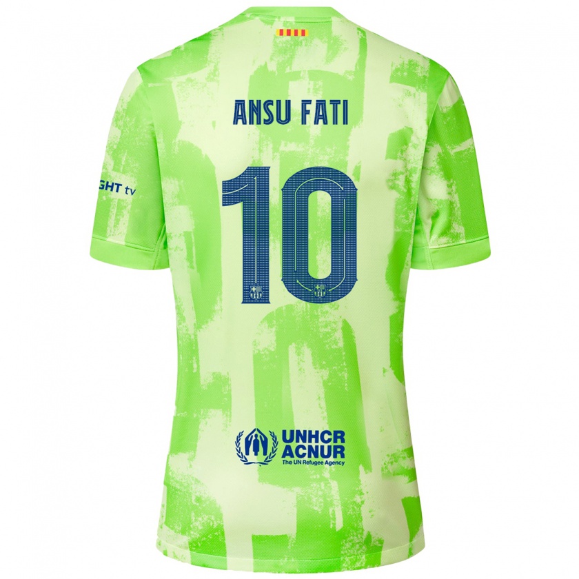 Kandiny Enfant Maillot Ansu Fati #10 Citron Vert Troisieme 2024/25 T-Shirt