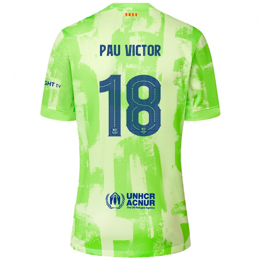 Kandiny Enfant Maillot Pau Víctor #18 Citron Vert Troisieme 2024/25 T-Shirt