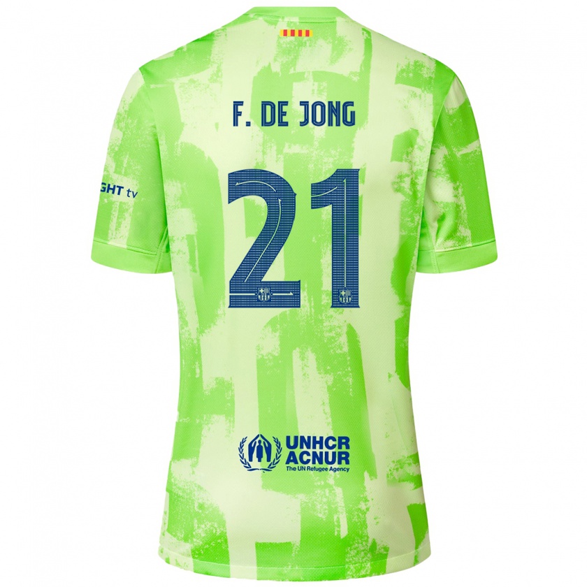 Kandiny Enfant Maillot Frenkie De Jong #21 Citron Vert Troisieme 2024/25 T-Shirt