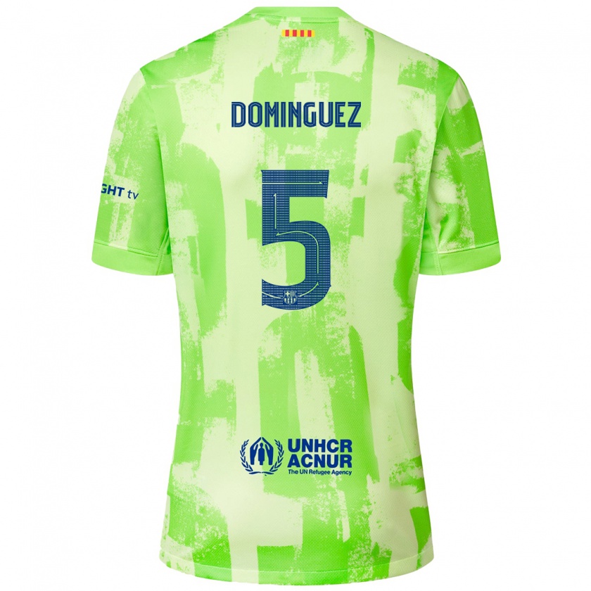 Kandiny Enfant Maillot Sergi Domínguez #5 Citron Vert Troisieme 2024/25 T-Shirt