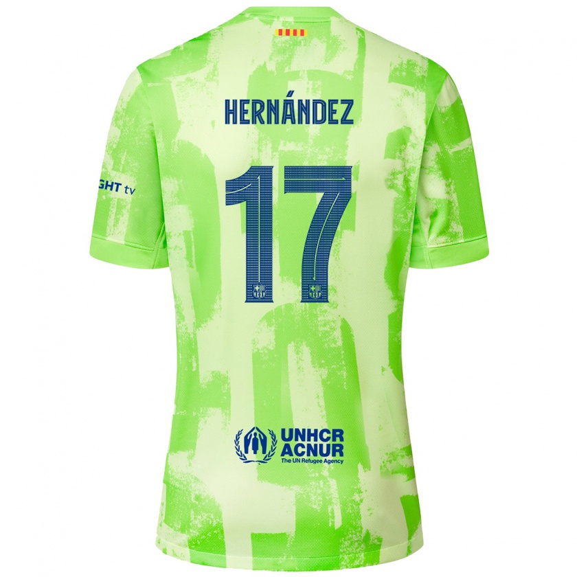 Kandiny Enfant Maillot Juan Hernández #17 Citron Vert Troisieme 2024/25 T-Shirt