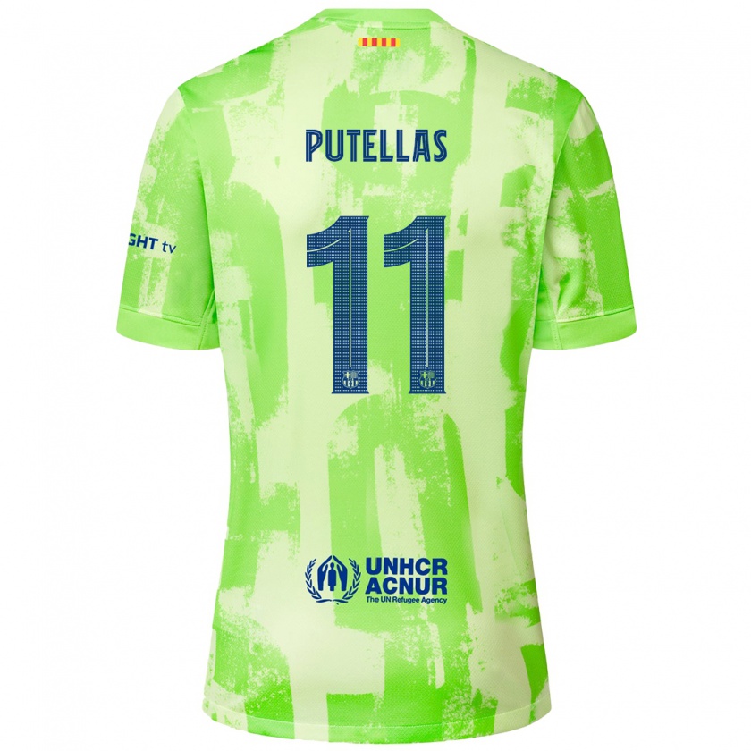 Kandiny Enfant Maillot Alexia Putellas #11 Citron Vert Troisieme 2024/25 T-Shirt