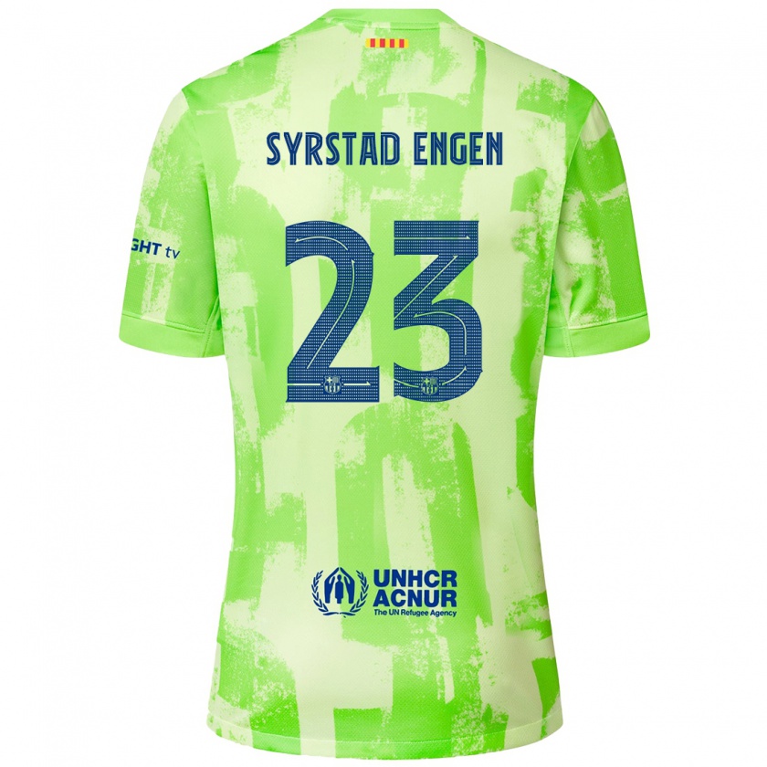 Kandiny Enfant Maillot Ingrid Syrstad Engen #23 Citron Vert Troisieme 2024/25 T-Shirt