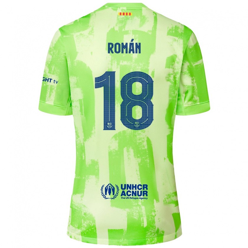 Kandiny Enfant Maillot Pocho Román #18 Citron Vert Troisieme 2024/25 T-Shirt