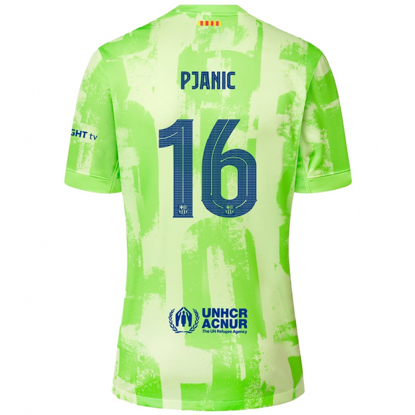 Kandiny Enfant Maillot Miralem Pjanic #16 Citron Vert Troisieme 2024/25 T-Shirt