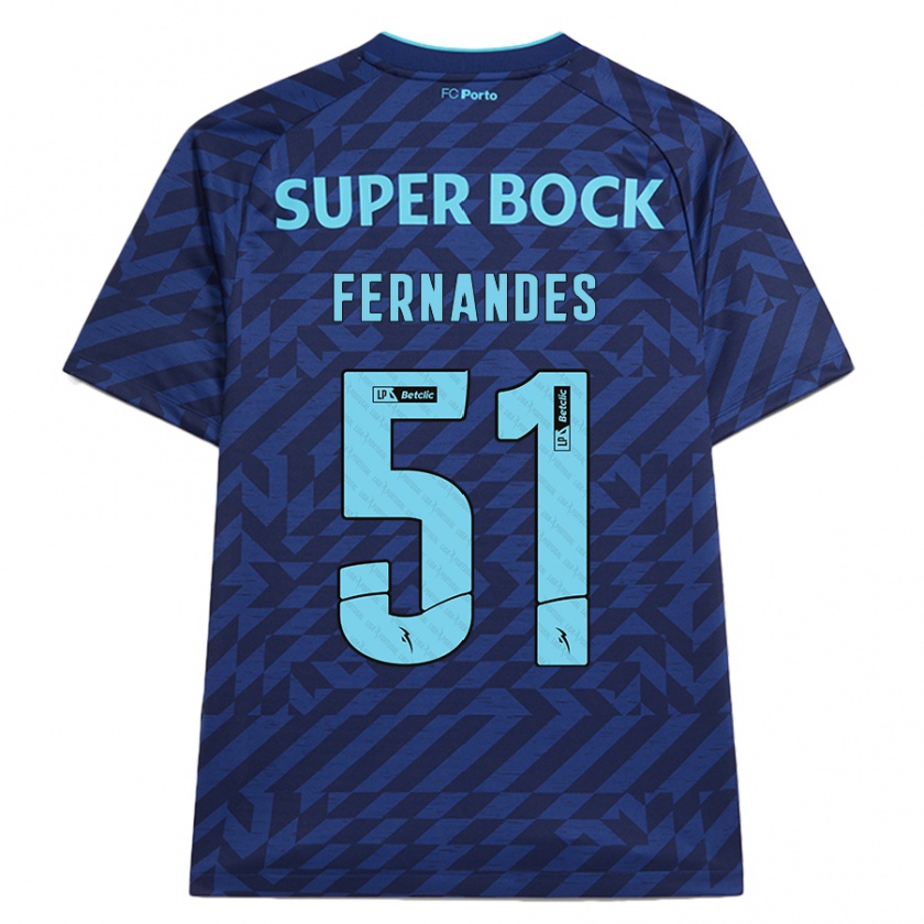 Kandiny Enfant Maillot Diogo Fernandes #51 Bleu Marine Troisieme 2024/25 T-Shirt