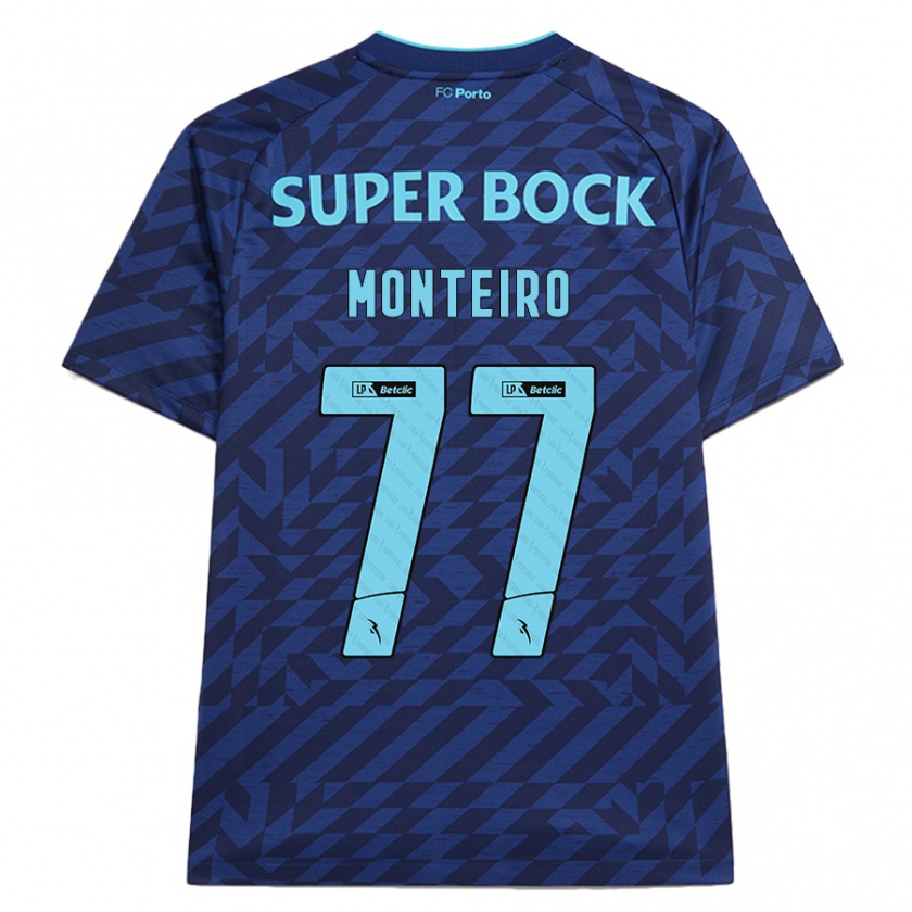 Kandiny Enfant Maillot Rui Monteiro #77 Bleu Marine Troisieme 2024/25 T-Shirt