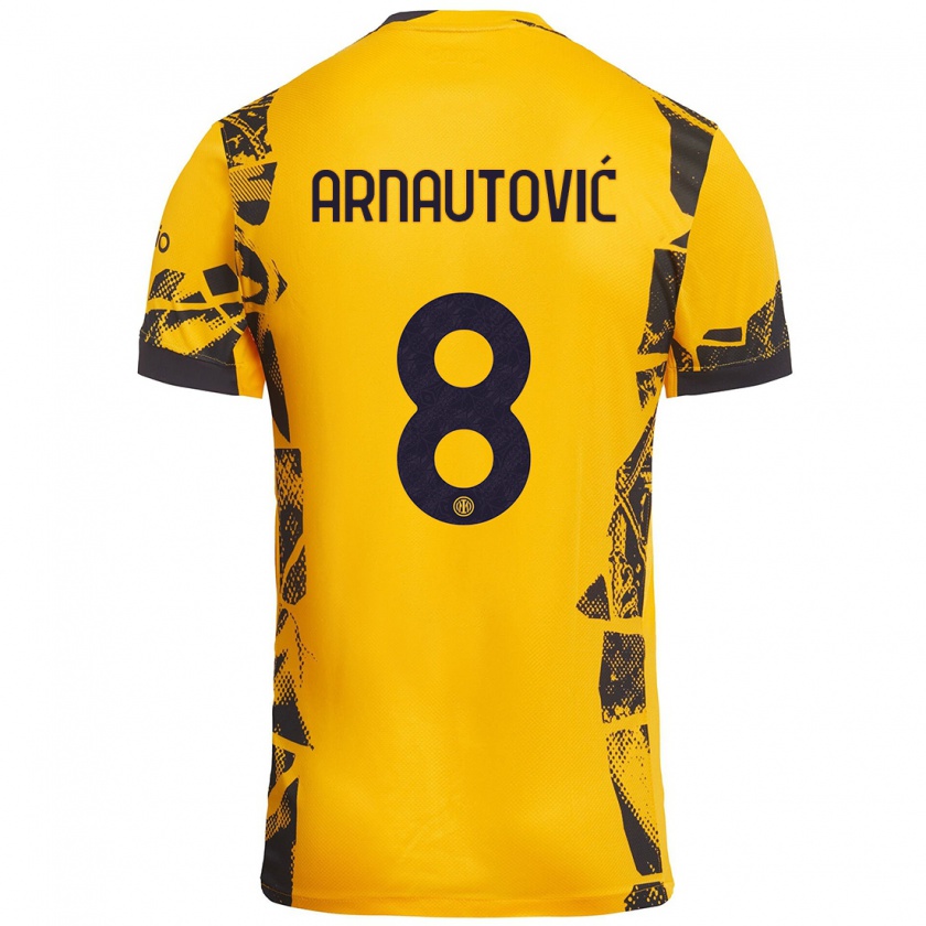 Kandiny Enfant Maillot Marko Arnautovic #8 Doré Noir Troisieme 2024/25 T-Shirt