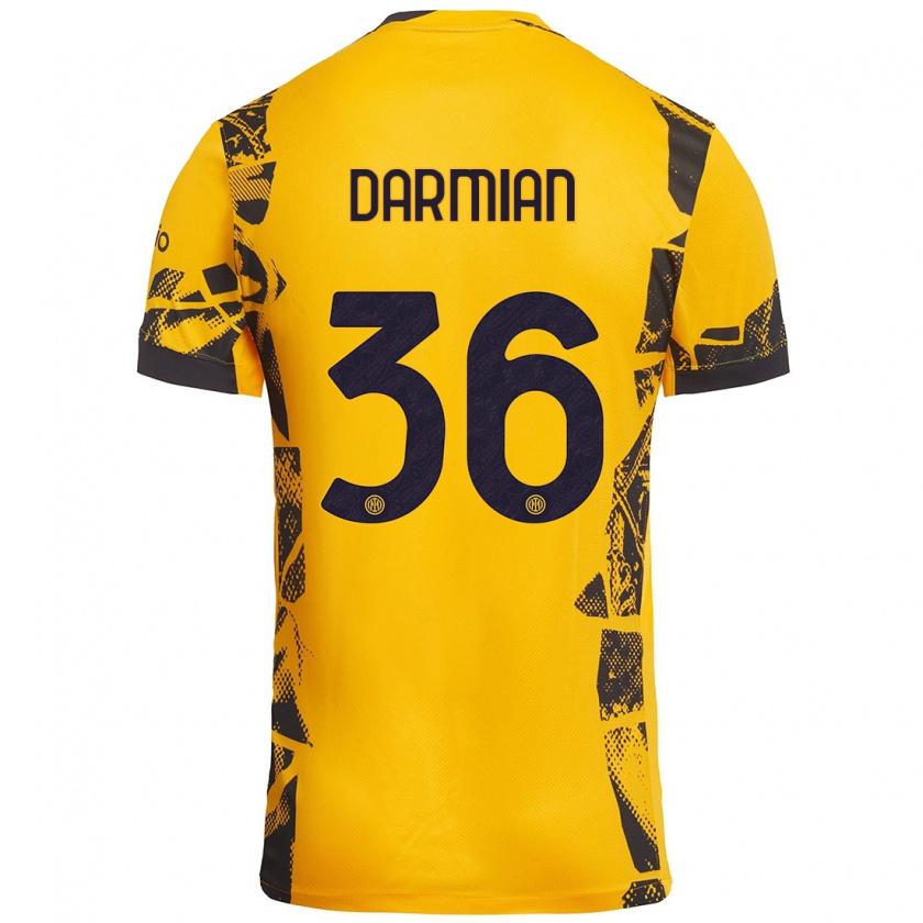 Kandiny Enfant Maillot Matteo Darmian #36 Doré Noir Troisieme 2024/25 T-Shirt